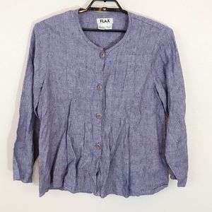 💐Flax Medium Violet Linen Button Down Top